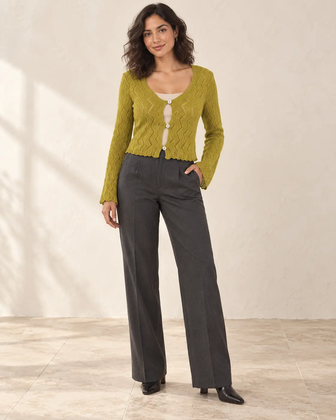 Chartreuse Lace Cardigan