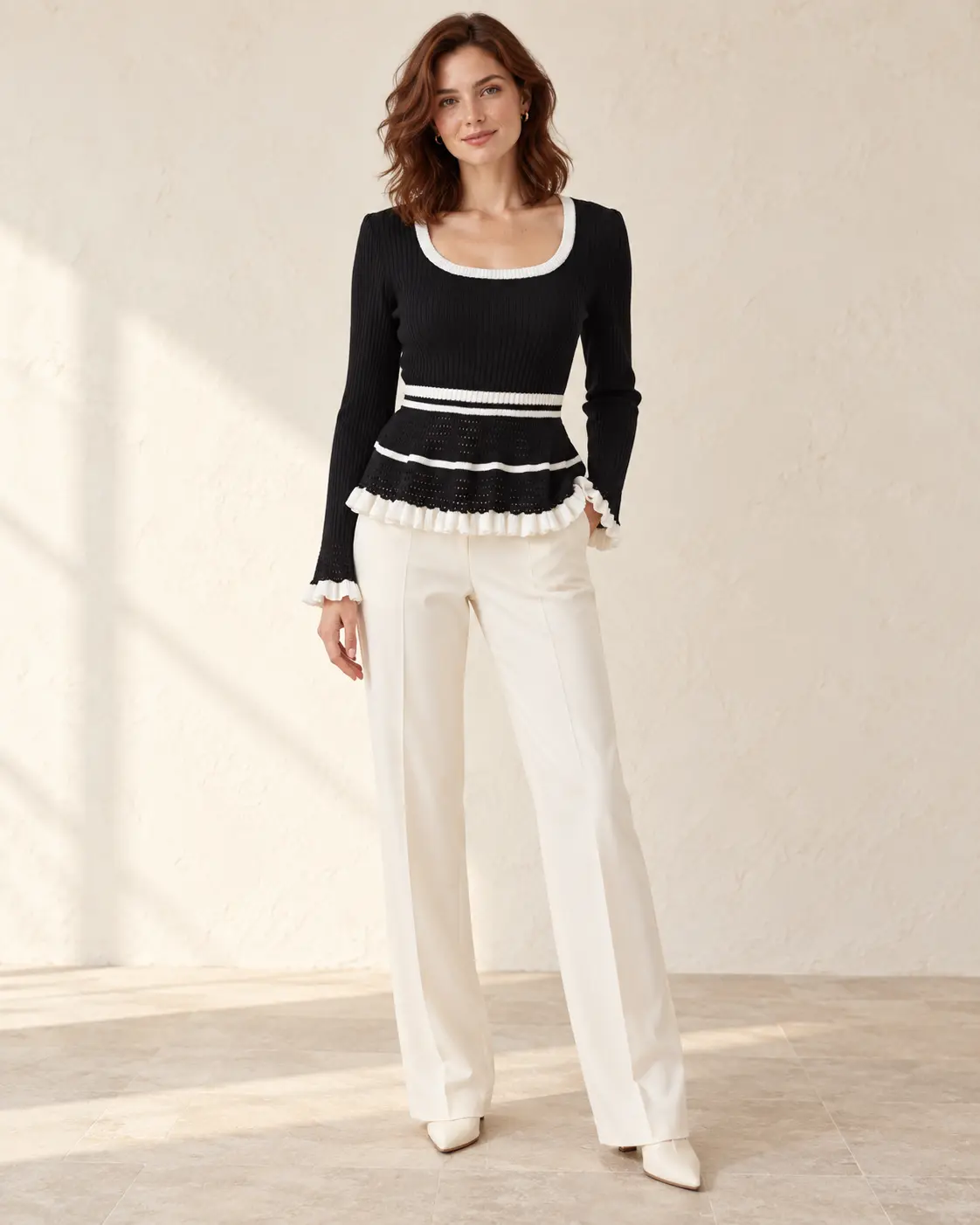 Monochrome Peplum Knit