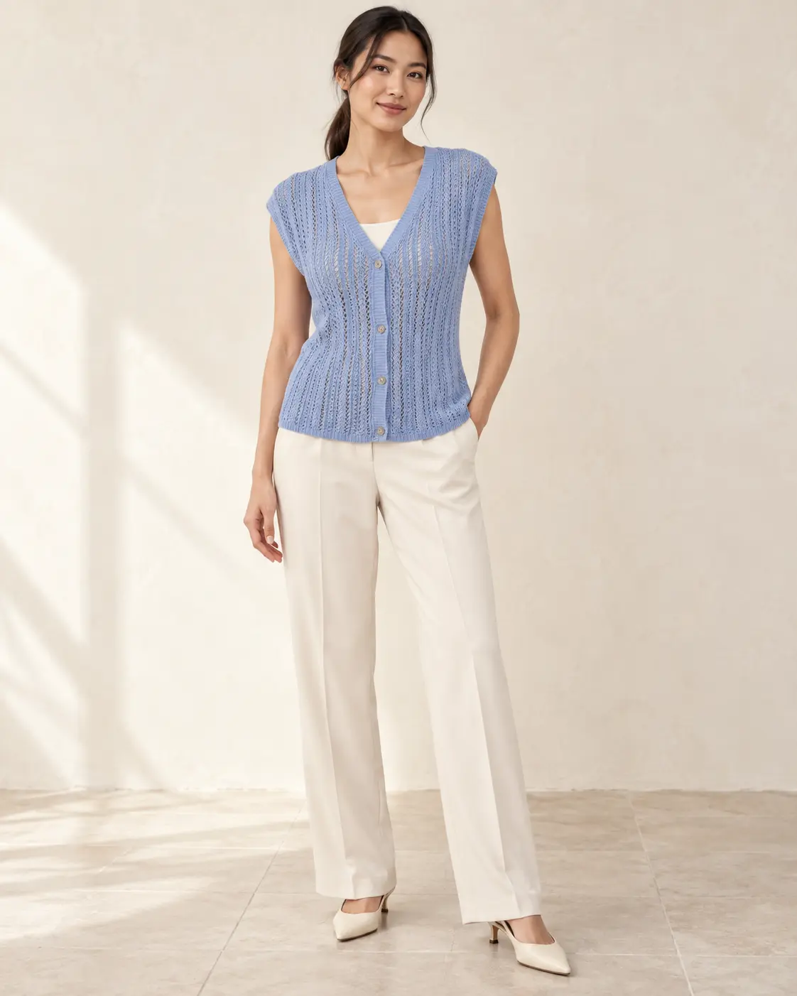 Powder Blue Cardigan Vest
